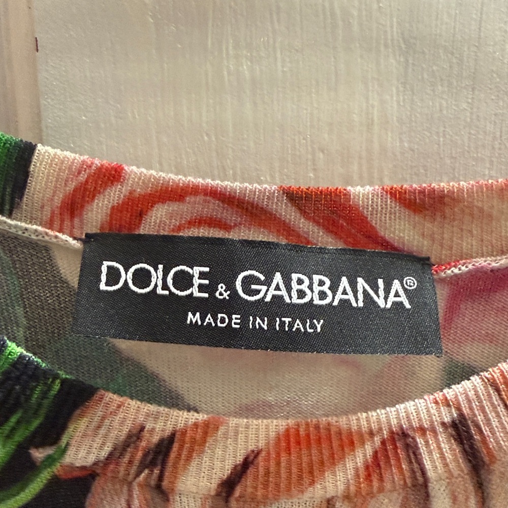 Dolce & Gabbana Black and Pink Floral Long Sleeve Top - Picture 2 of 3